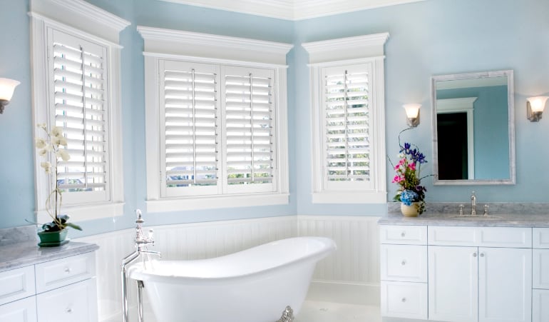 Polywood® shutters in a bathroom.